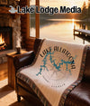 Cream blanket with Lake Allatoona map design, Georgia text, and fringe.