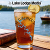 Glass with iced tea, lemon slice, and Lake Tuscaloosa graphic.