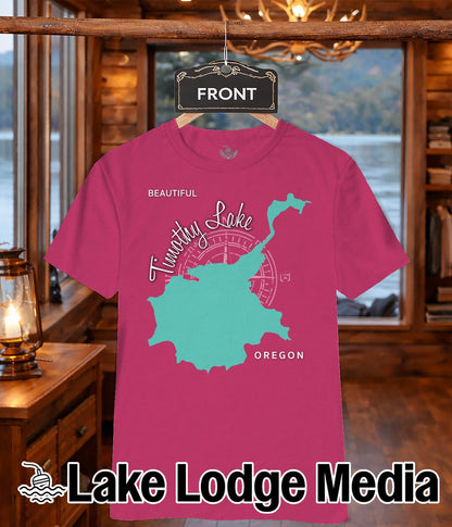 Pink t-shirt with "Timothy Lake" and compass rose design.
