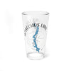 Clear pint glass with Aziscos Lake map, compass rose, and "Maine" text.