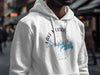 White hoodie with blue Lake Murray compass graphic and South Carolina text.