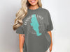 Conneaut Lake Pennsylvania graphic t-shirt with compass and lake outline.