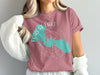 Forest Lake Minnesota map with compass graphic on pink t-shirt.