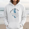 White hoodie with Lake Disharoon Georgia map and compass design.