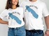 White t-shirts with Onondaga Lake map and compass design, "Onondaga Lake New York" text.