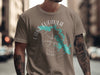 Taupe t-shirt with "Lake Eufaula Oklahoma" and compass rose graphic.