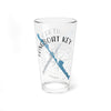 Clear glass pint glass with "Longboat Key Florida" text, map outline, and compass rose.