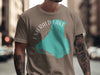 Taupe t-shirt with teal Emerald Lake map design and "Canada" text.