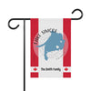 Garden flag featuring Lake Simcoe silhouette, compass rose, and "The Smith Family" text.