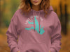 Pink hoodie with a teal Lake Tawakoni Texas map graphic and compass rose.
