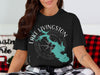 Black t-shirt with Lake Livingston map and compass design, with text.