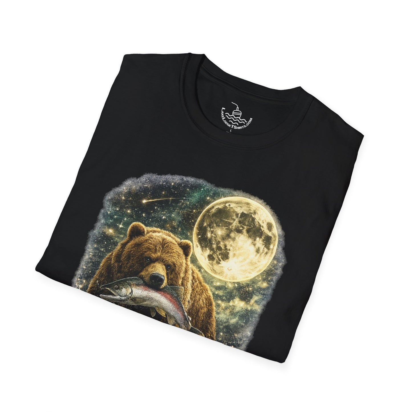 Kodiak Brown Bear Night Fishing with Salmon T-Shirt Midnight Hunting Rustic Forest Animal Art Gift Shirt ULTRA SOFT Shirt