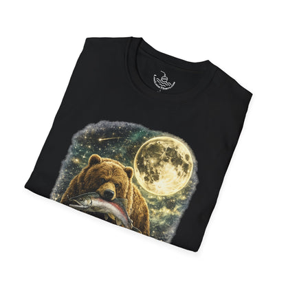 Kodiak Brown Bear Night Fishing with Salmon T-Shirt Midnight Hunting Rustic Forest Animal Art Gift Shirt ULTRA SOFT Shirt