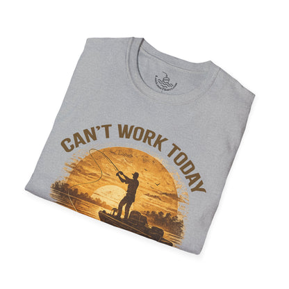 Can't Work Today My Arm Is In A Cast T-Shirt | Funny Fishing Shirt Sunset Design Gift for Anglers and Fisherman