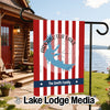 Arkabutla Lake Mississippi garden flag with red and white stripes and family name.