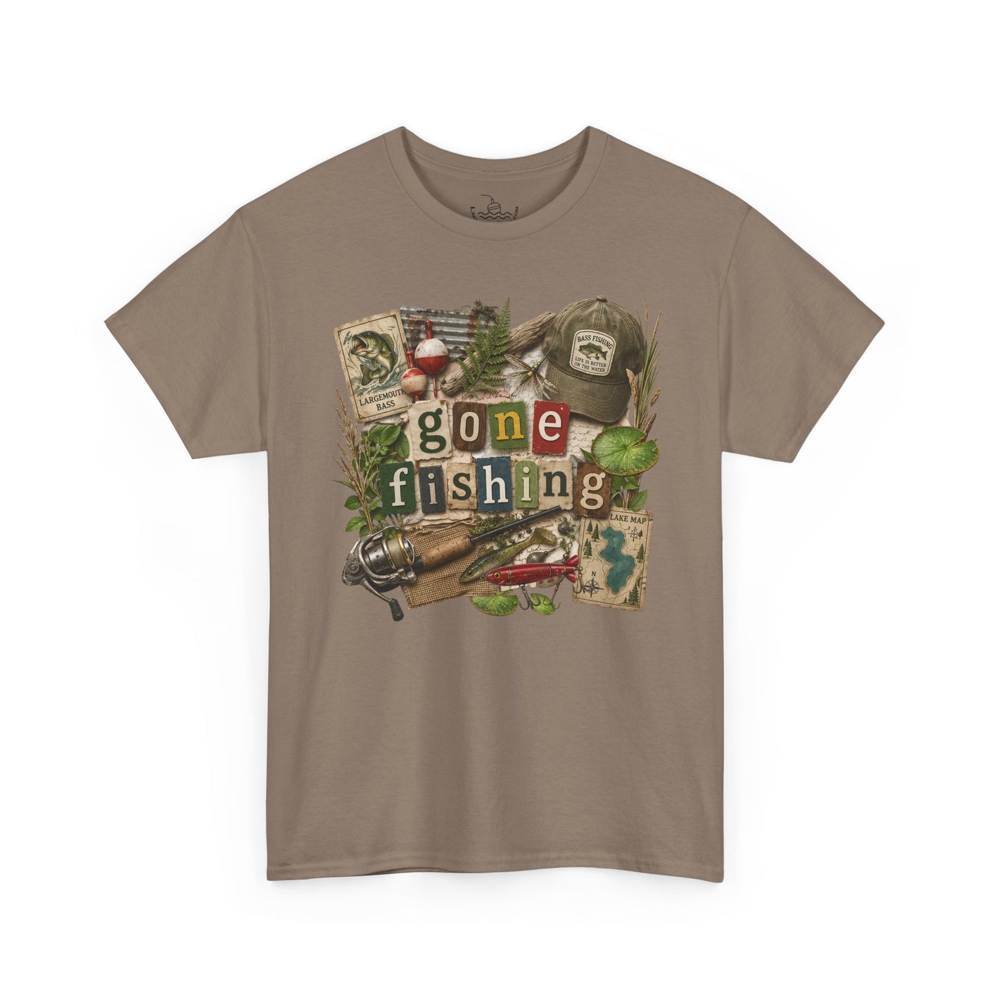 Gone Fishing T-Shirt | Scrapbooking Letters Retro Vintage Design | Retirement and Father's Day Shirt
