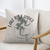 Decorative pillow with a Lake Blue Ridge Georgia map and compass design.