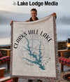 Clarks Hill Lake Georgia map blanket with compass design displayed by a man.