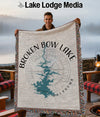 Tapestry blanket with Broken Bow Lake Oklahoma map and compass design.