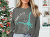 Dark grey sweatshirt with lake shape and compass graphic reading "LAKE LURE NORTH CAROLINA".