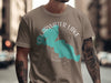 T-shirt with "Clearwater Lake Minnesota" graphic and turquoise lake silhouette.