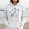 White hoodie with South Holston Lake Virginia map and compass graphic.