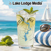 Glass with Bartlett Lake Arizona map design filled with a refreshing drink.