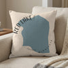 Pillow with a blue Red Lake, Minnesota outline and text.