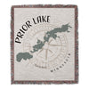 Prior Lake Minnesota map with compass and fringe blanket.