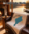 Fringed throw blanket with Alta Lake, Washington map and compass design.