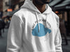 White hoodie with a blue Lake Pontchartrain map graphic and "Louisiana" text.