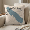 Onondaga Lake New York pillow with map outline and compass rose.