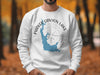 White sweatshirt with Parker Canyon Lake Arizona map and compass graphic.
