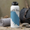 White water bottle with blue map design and "Georgian Bay" text.
