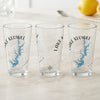 Three clear glasses featuring Lake Keowee, Georgia map and compass design.