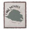 Woven blanket with Lake Monroe Florida map and compass design.