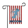 Red and white striped garden flag with Canobie Lake shape and "The Smith Family" text.