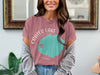Rose t-shirt with Crater Lake map and compass design, Oregon text