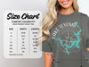 Comfort Colors 1717 size chart for heavyweight adult tee with width and length measurements.