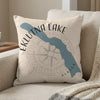 Pillow with Eklutna Lake, Alaska map and compass design.