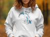 White hoodie with Lake Eufaula Oklahoma map and compass design.