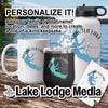 Personalized Arkabutla Lake mug, tumbler, water bottle, and coaster on a wooden table.