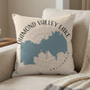 Pillow with Diamond Valley Lake, California map and compass rose design.