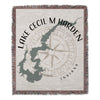 Tapestry featuring Lake Cecil M Harden map and compass, Indiana.