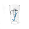Clear glass pint glass with Lake Keowee map and compass design.