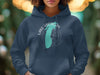 Navy hoodie with Lake Michigan map graphic and compass design.