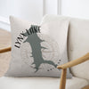 Pillow with Lynx Lake Arizona map silhouette and compass rose design.
