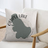 Pillow with Ossipee Lake map, New Hampshire text, and compass rose graphic.