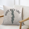 Pillow with White Rock Lake shape and compass design, Texas.