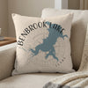 Benbrook Lake, Texas map design on a decorative pillow.